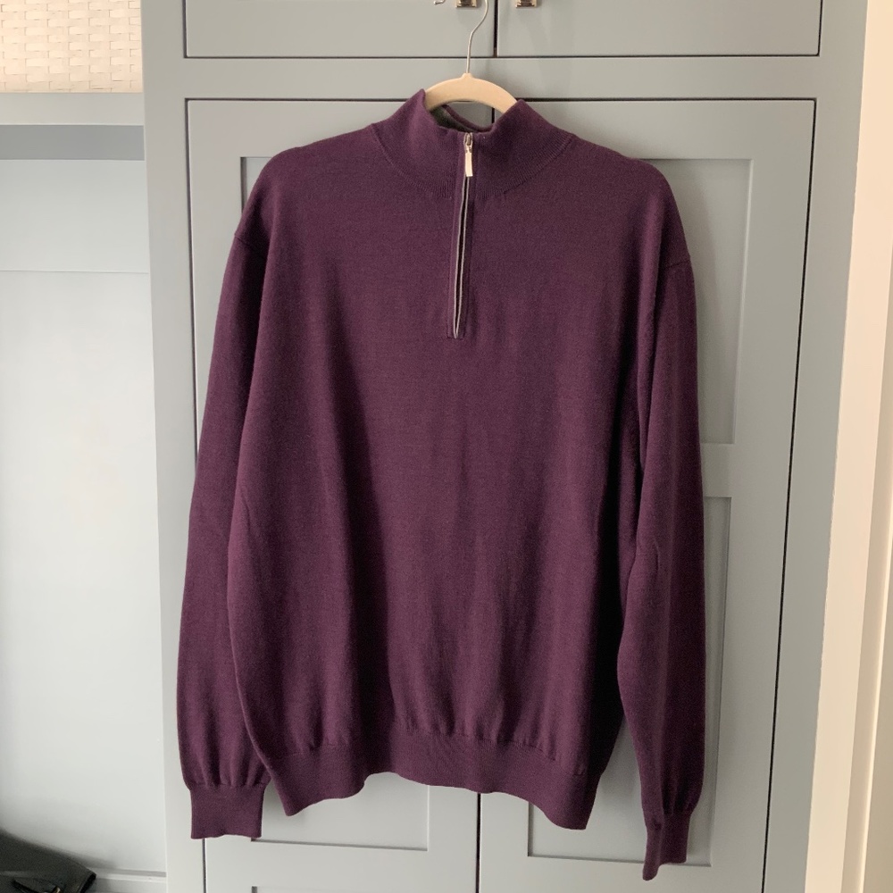 Toscano 1/4 Zip Extra fine Merino Wool Sweater size XL